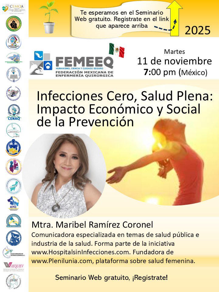 Hoy tendré el gusto de representar a <a href="/hsininfecciones/">hsininfecciones</a> ante la Federación Mexicana de Enfermería Quirúrgica con la presentación: 

INFECCIONES CERO, SALUD PLENA: IMPACTO ECONÓMICO Y SOCIAL DE LA PREVENCIÓN.

Se pueden registrar con antelación en este seminario web: