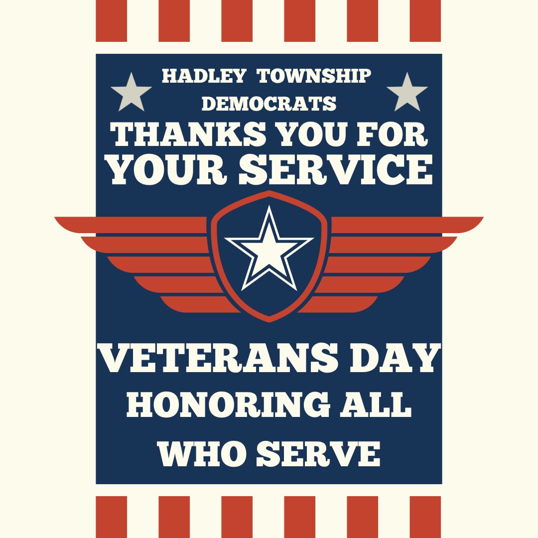 Service over self. Unity over division. 🤝

🎖️Veterans remind us that America’s strength isn’t found in what divides us, but in the courage, compassion, and shared purpose that unite us.

Hadley Township Democrats thanks all who served and are serving for your sacrifice. 💙