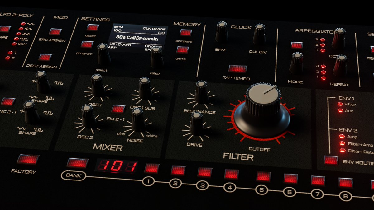 ThomsonX_'s tweet image. Some personal work yesterday modeling a synth. Finish it up this weekend.  #Cinema4D, #Redshift &amp;amp; #Sequential