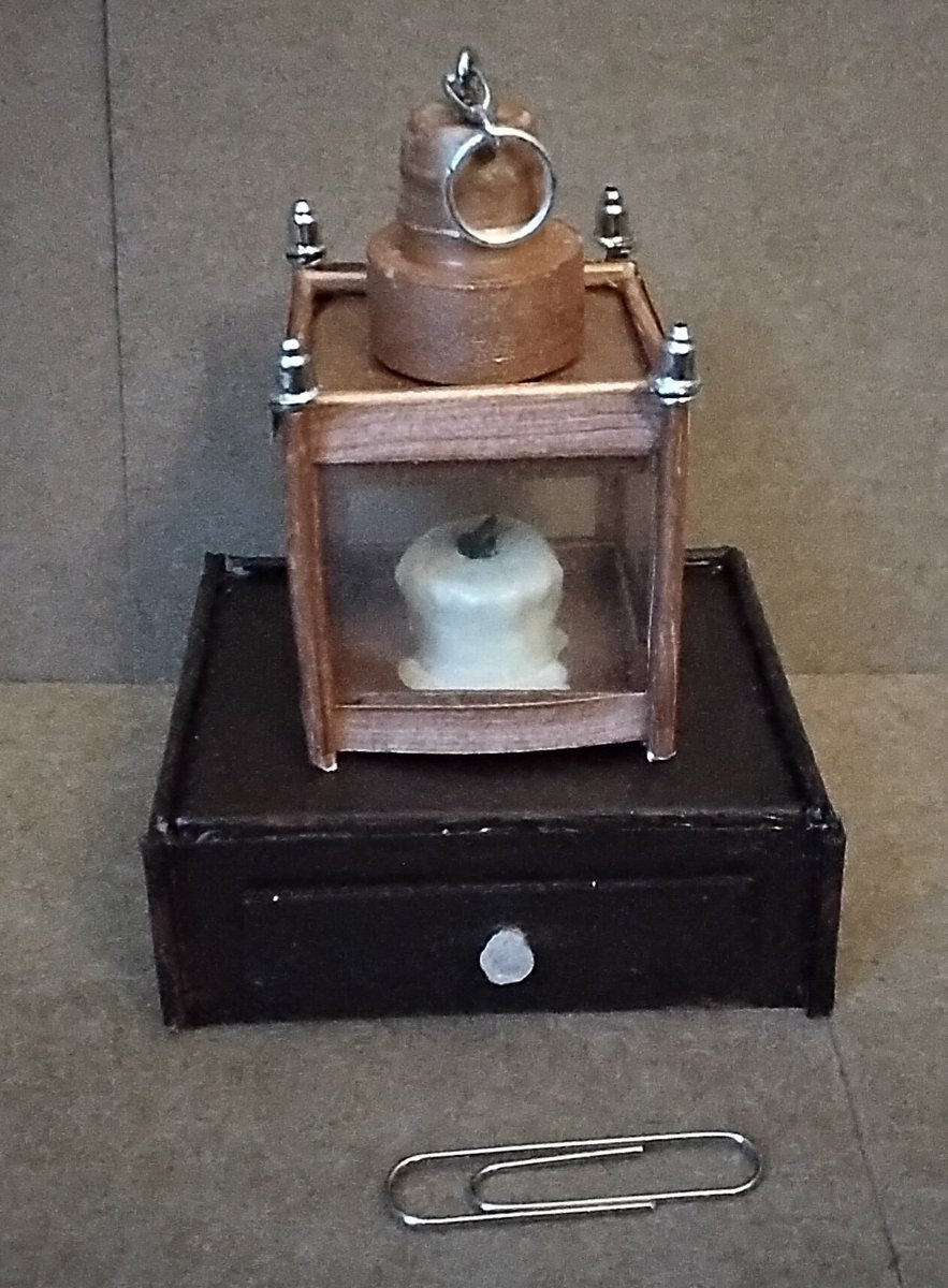 Hi my arty family Thought I would share my #handmade miniature lantern on a drawer stand that will be added to my wizards lab diorama. #tuesdayvibe