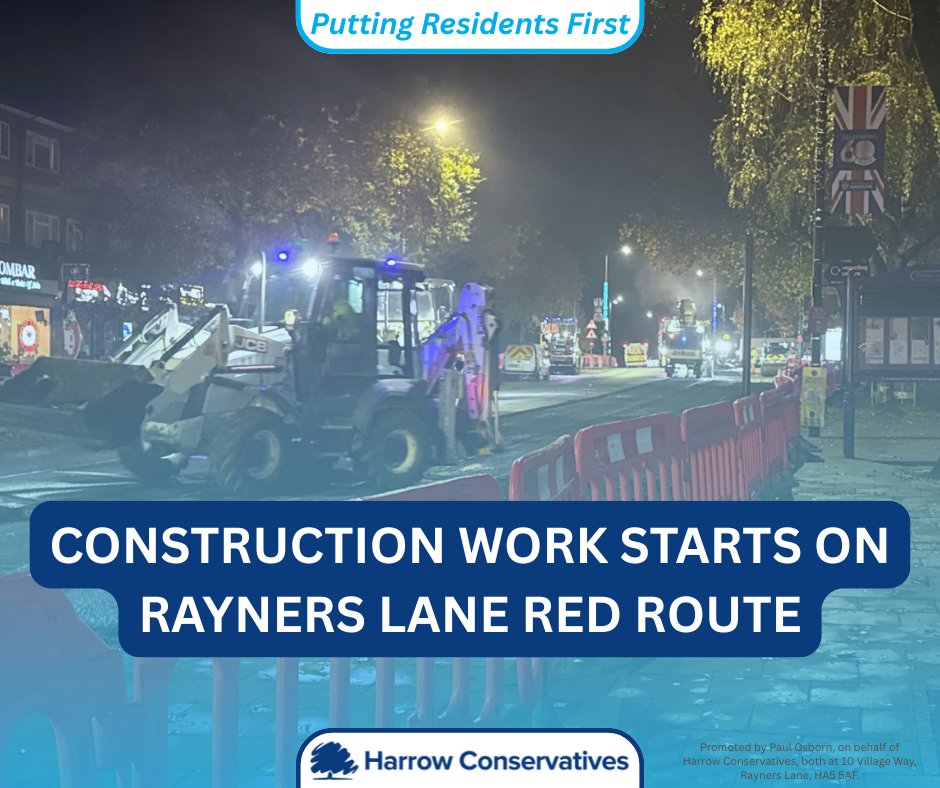 HAConservatives's tweet image. Last night, work began on resurfacing and upgrading the roads and parking spaces around Rayners Lane town centre in preparation for the new Red Route. The Red Route will crackdown on dangerous double parking and new restrictions will prevent excessive moped parking.