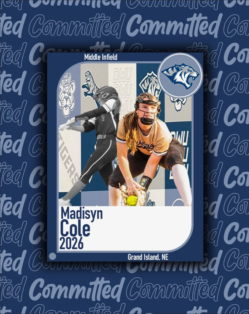 🔥 𝑻𝑰𝑮𝑬𝑹 𝑵𝑨𝑻𝑰𝑶𝑵 🔥 

Coming from Grand Island, NE, we have Madisyn Cole joining the class of ‘26! 

Help us in welcoming Madisyn to the Tiger Family! 🐯

#DWUSoftball | #RollTige