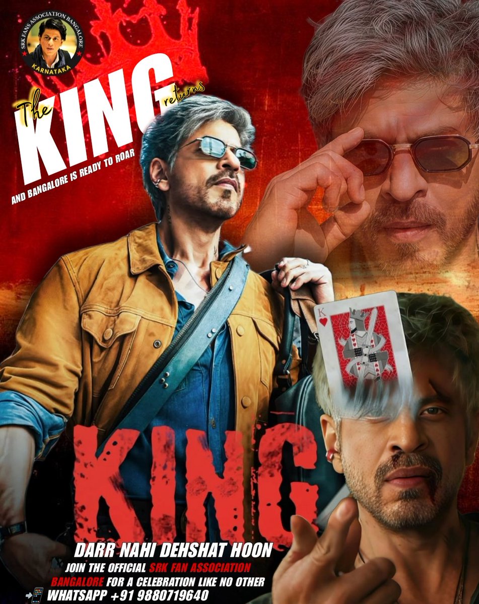 Srk_bangalore's tweet photo. The KING returns, and Bangalore is ready to roar! 🔥

Join the Official SRK Fan Association Bangalore for a celebration like no other 👑

📲 WhatsApp +91 9880719640

@iamsrk @RedChilliesEnt

#SRK #ShahRukhKhan  #KingKhan https://t.co/CxOwQISsUW
