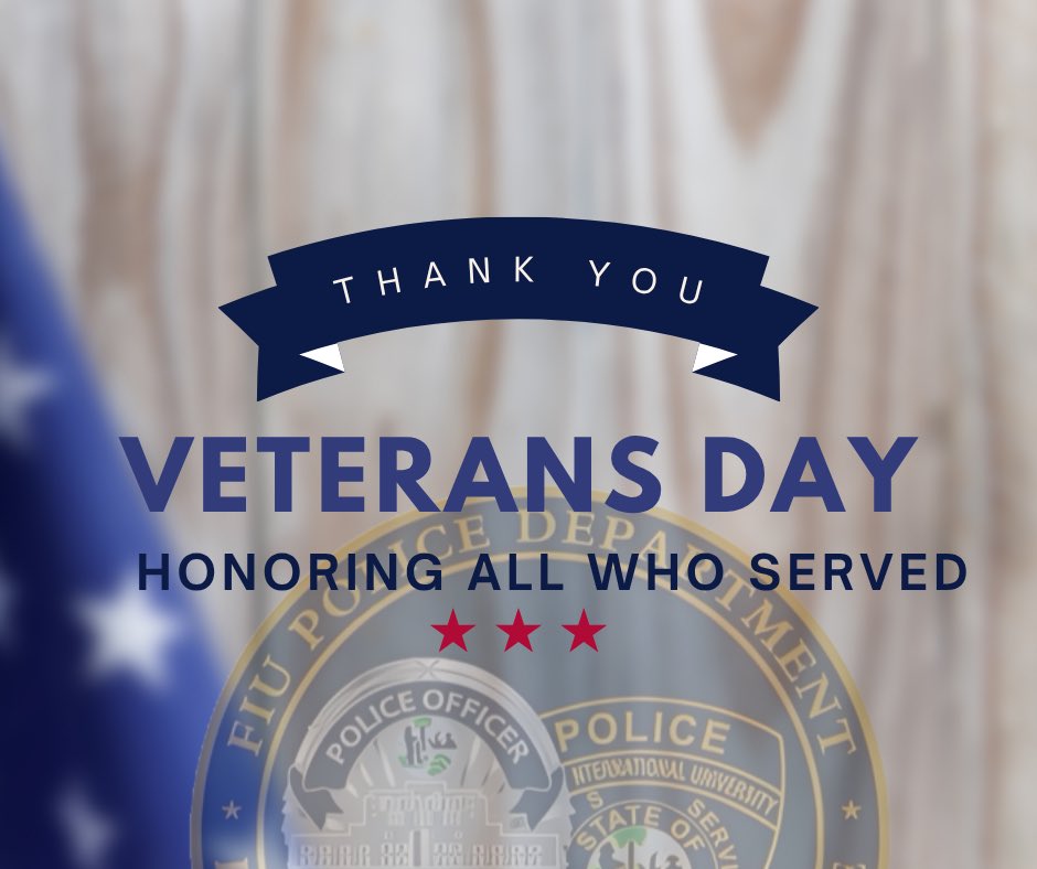 Today we honor all who served and recognize our FIUPD veterans for their courage and dedication.
FIUPD Veterans: Sgt. Lazaro Guzman, Jay Grossman, Dariel Hernandez, Brendan Monroe, Michael Black, Harold Jones, Matt Halfhide, Nara Williams &amp; Brandon Hembree.