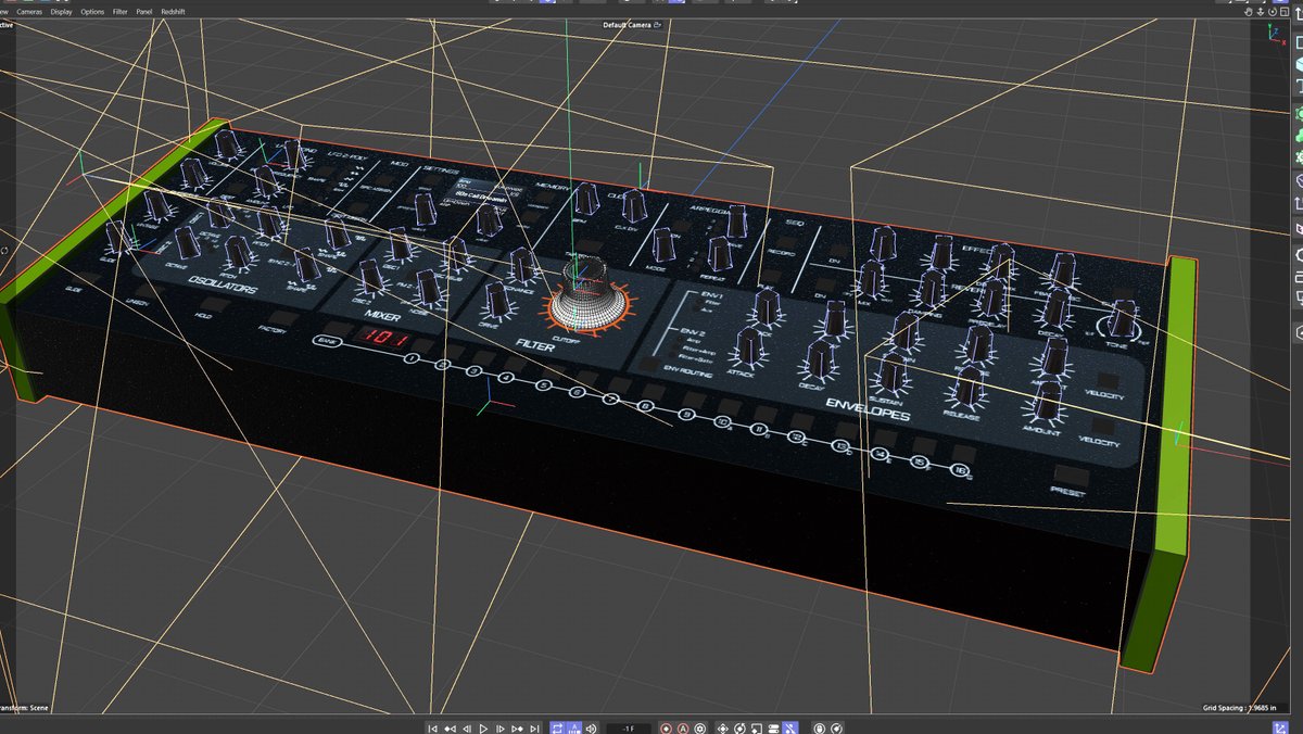 ThomsonX_'s tweet image. Some personal work yesterday modeling a synth. Finish it up this weekend.  #Cinema4D, #Redshift &amp;amp; #Sequential