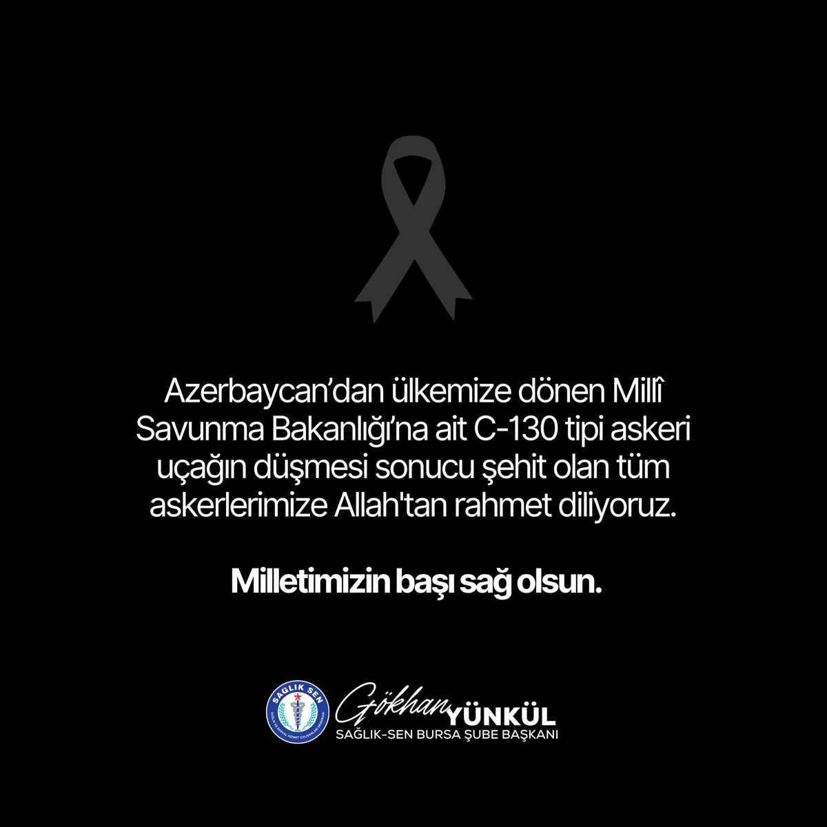gokhanyunkul23's tweet photo. Azerbaycan’dan ülkemize gelmek üzere havalanan C130 askerî kargo uçağımızın Gürcistan-Azerbaycan sınırında düşmesi sonucu şehit olan askerlerimize Allah'tan rahmet ailelerine ve tüm milletimize başsağlığı diliyorum. https://t.co/9TRWPdDIfb