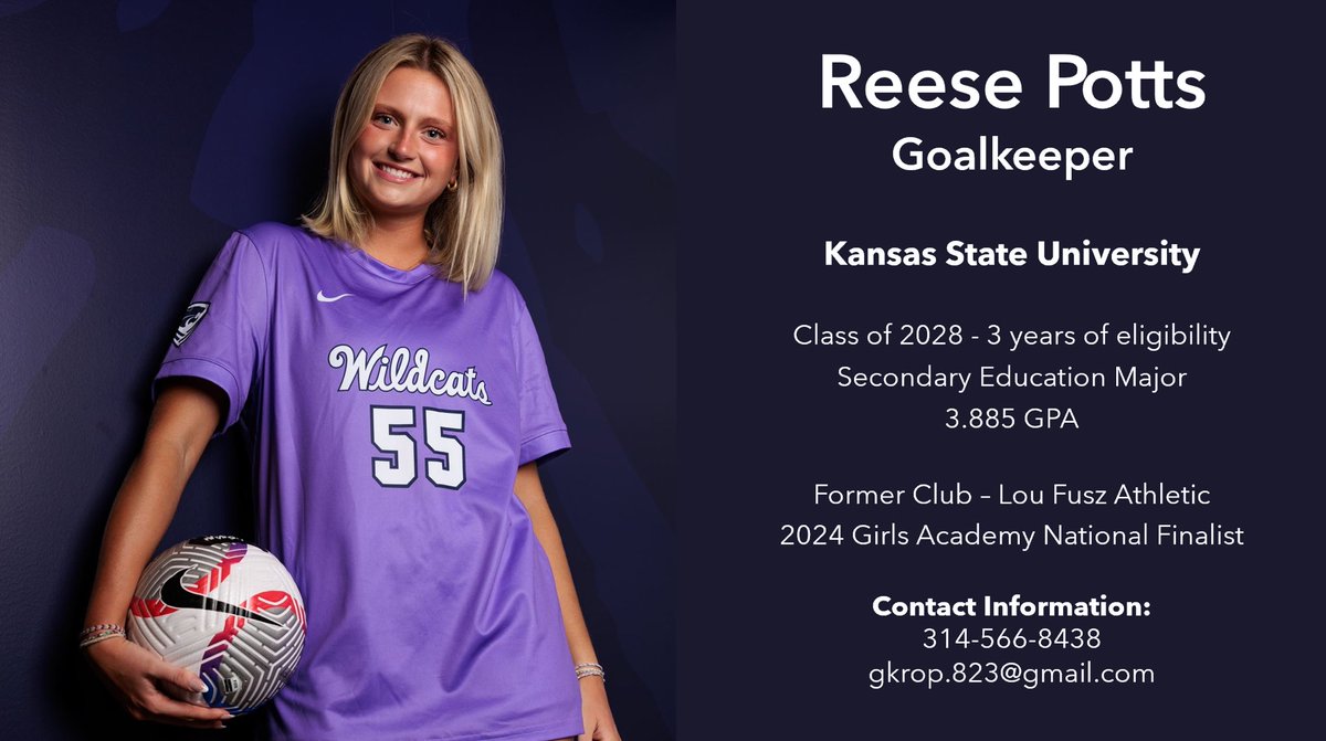 ReesePotts2's tweet image. I’m so grateful for my time at K-State, but after much thought, will be entering the transfer portal with 3 remaining years of eligibility. So excited for what’s next! 

Video:
youtu.be/4-VROAYyDPE?fe…

@ImCollegeSoccer
@ImYouthSoccer
@TopDrawerSoccer
@CSTransfer
@LouFuszSoccer