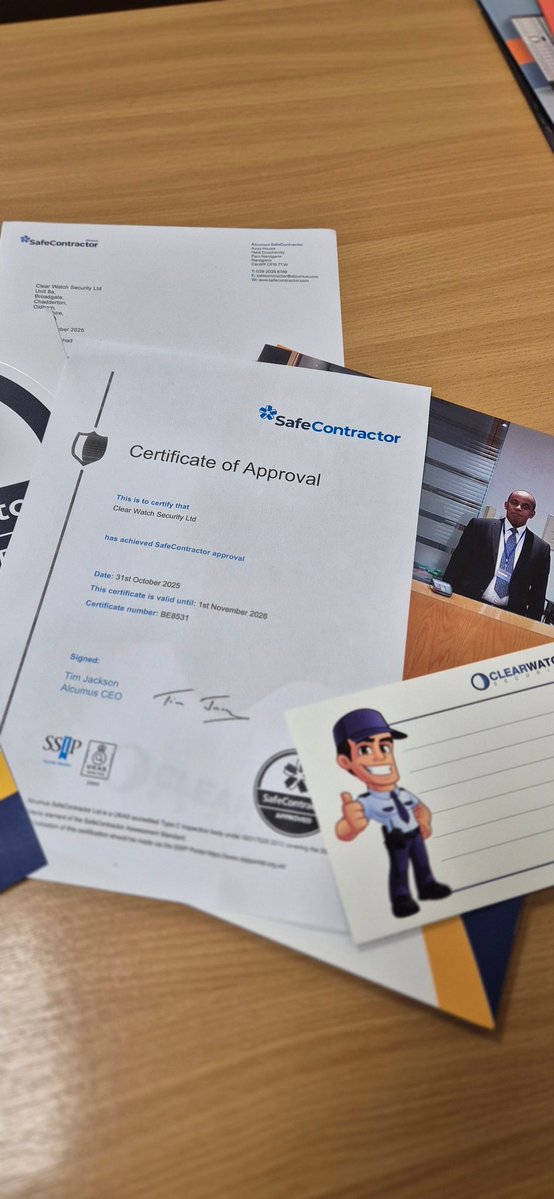 ClearWatch's tweet image. Doing things right means you only have to do them once 👊

Proud to have renewed our SafeContractor approval showing our commitment to safety, compliance &amp;amp; professionalism in everything we do.

#ClearWatchSecurity #SafeContractor #Security #Compliance #OldhamBusiness