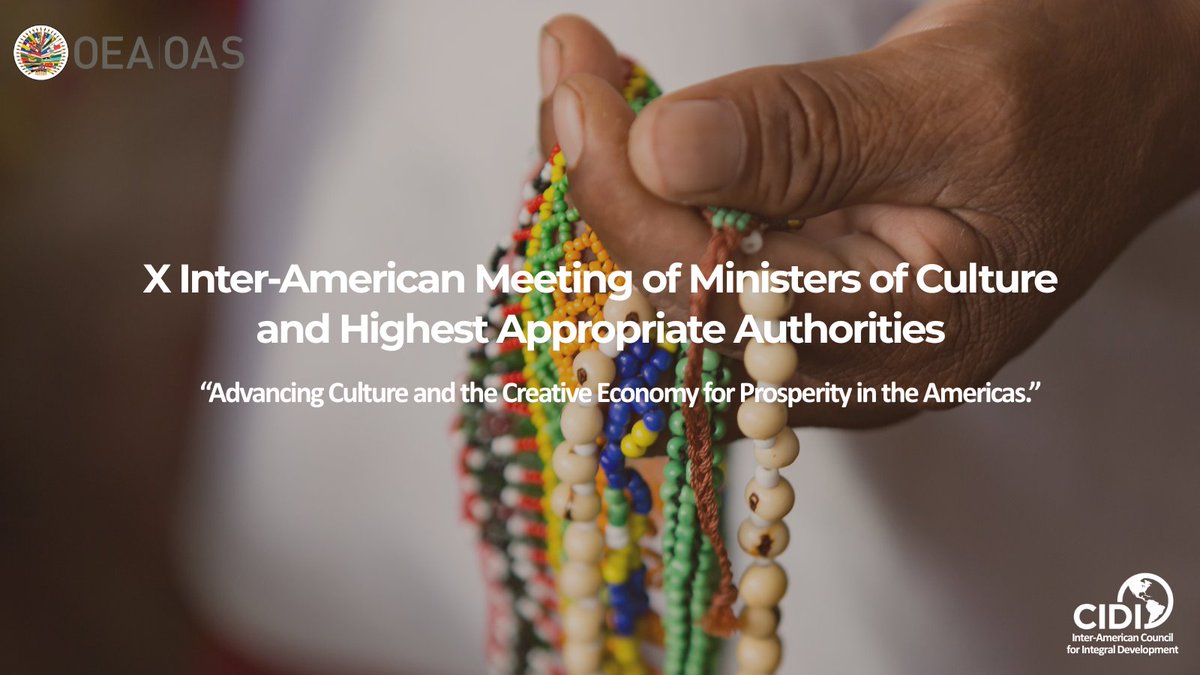 #OAS Ministers of Culture to Advance Creative Economy for Prosperity in the Americas | #OEACultura2025 #OASCulture2025
 
🗓️ November 13–14, 2025
⏰9:00–15:30 EST (14:00–20:30 GMT)
💻Virtual meeting
 
🔗 Learn more: oas.org/en/media_cente…
 
<a href="/OAS_Development/">OAS Development</a>