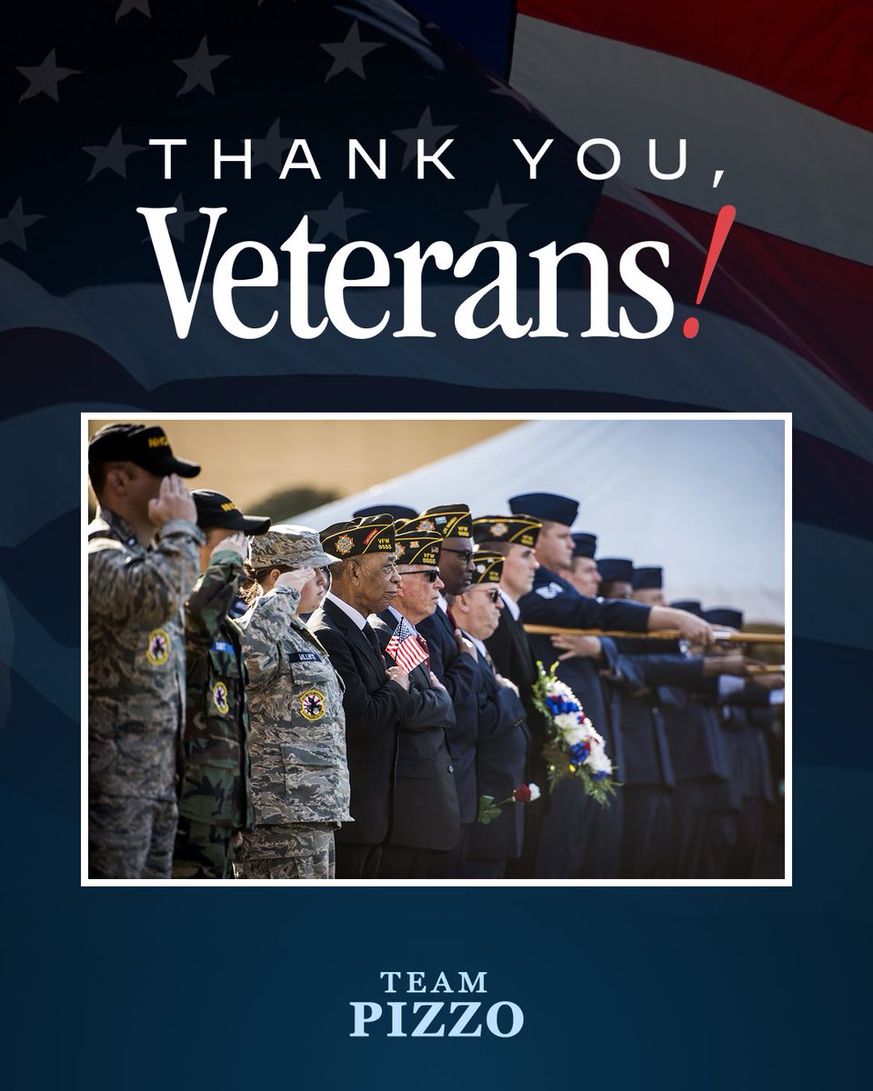 TeamPizzo's tweet photo. Happy Veterans Day to all who served — your bravery and sacrifice will never be forgotten. 🇺🇸 https://t.co/pWu9Db9dFU