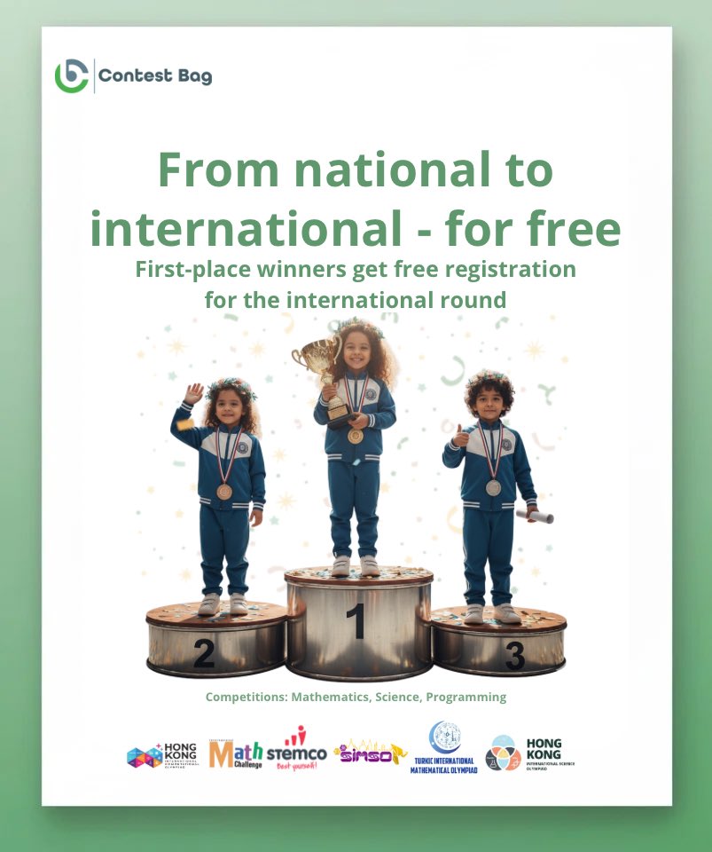 ContestBag's tweet photo. From the National to the International Round… 🌟
Free for the 1st Place Winner! 🥇✈️ https://t.co/cN8G8Gh3Wb