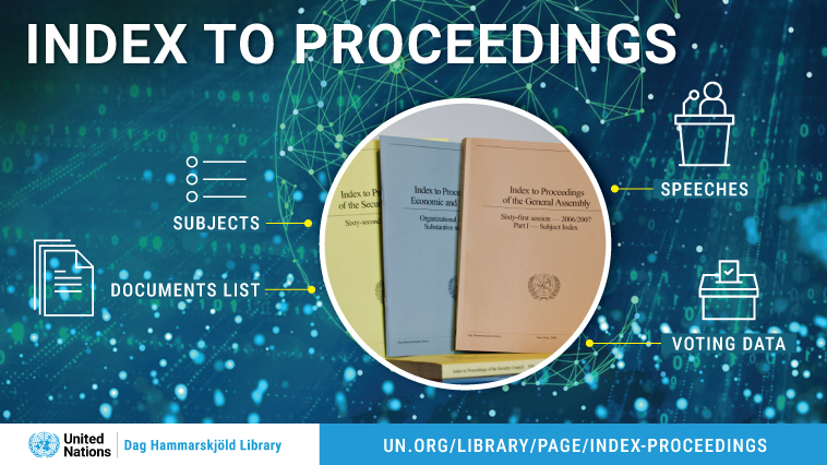 UNLibrary's tweet image. The #UNLibrary prepares the &quot;Index to Proceedings&quot; (ITP) at the end of each year.   

It is an annual/sessional bibliographic guide to the proceedings &amp;amp; documentation of @UN major organs: General Assembly, Security Council, Economic and Social Council &amp;amp; Trusteeship Council.…