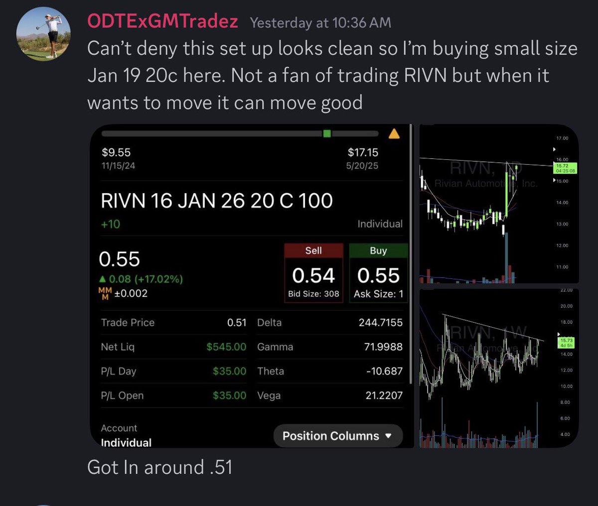 0DTExGMTradez's tweet photo. $RIVN You better know for sure I was on top of this one !!🚀🤌🏽 https://t.co/L3iT6SasUU
