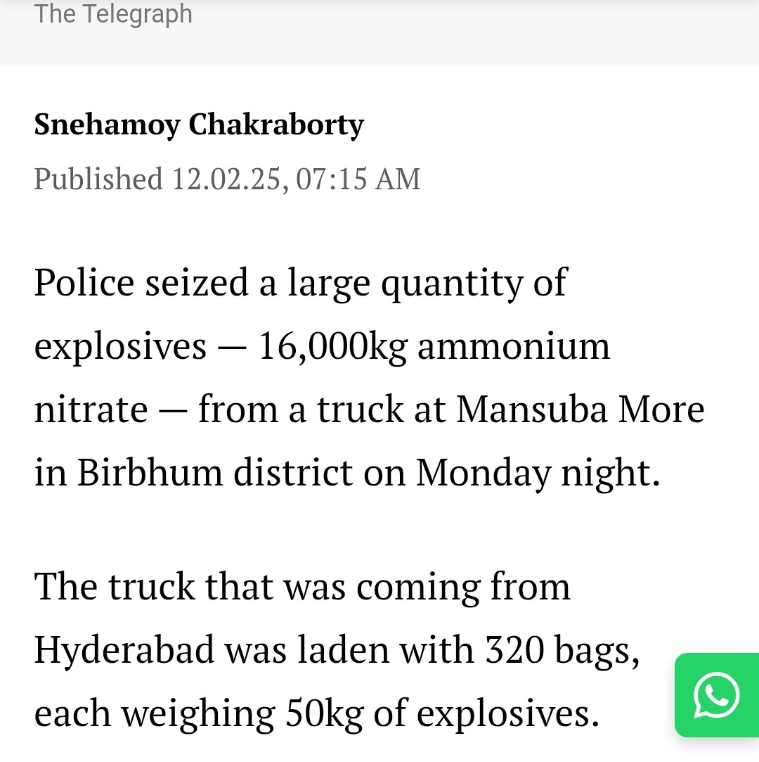 KiranKS's tweet photo. Remember, a huge cache of 16,000 kg of Ammonium Nitrate was seized in West Bengal. 

Nine months before #RedfortTerror .. https://t.co/gDoPVYoh60