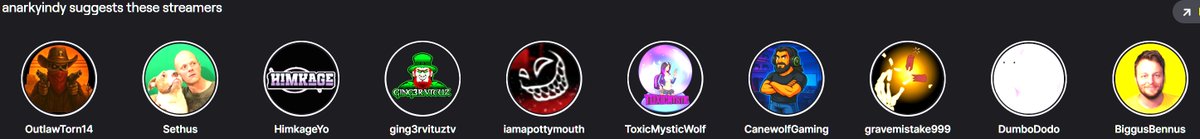 I've been loving watching twitch this fall season!

Here is who I watch &amp; support you should check them out all Amazing streamers with great energy!