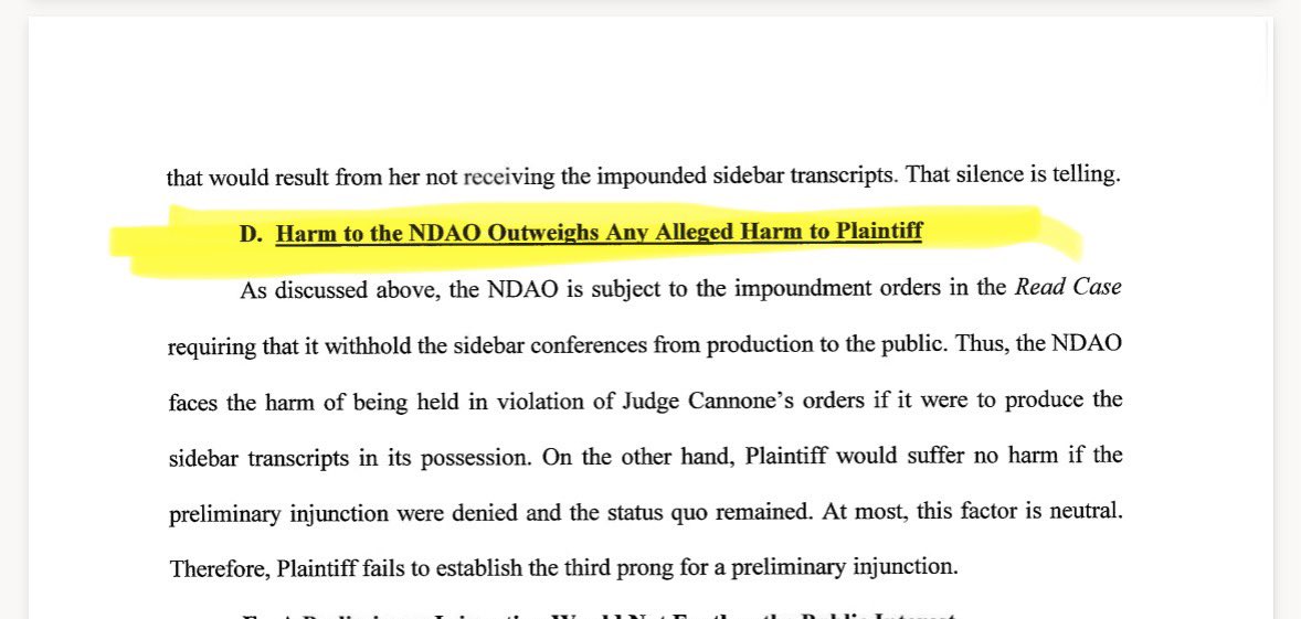 This one is fkn hilarious. 

“The NDAO faces the harm of being held in violation of Judge Cannone’s orders if it were to produce sidebar transcripts in its possession” 

For the last 3 years, the commonwealth has basically ignored court orders to hand over discovery to the