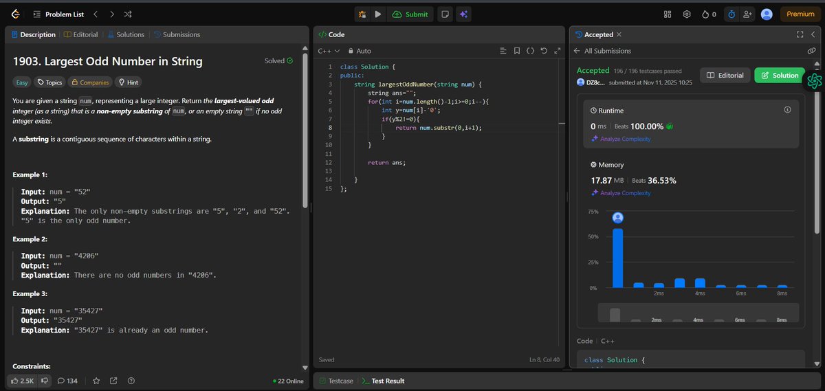 GirishShar4549's tweet photo. Day 10 — Striver’s DSA Sheet 🔢
Worked on String problems today — loving how logic and patterns come together 💡
Step by step, building consistency and confidence 🚀
#Day10 #StriversSheet #DSA #100DaysOfCode #StringProblems #Consistency https://t.co/SXntHlSSl5