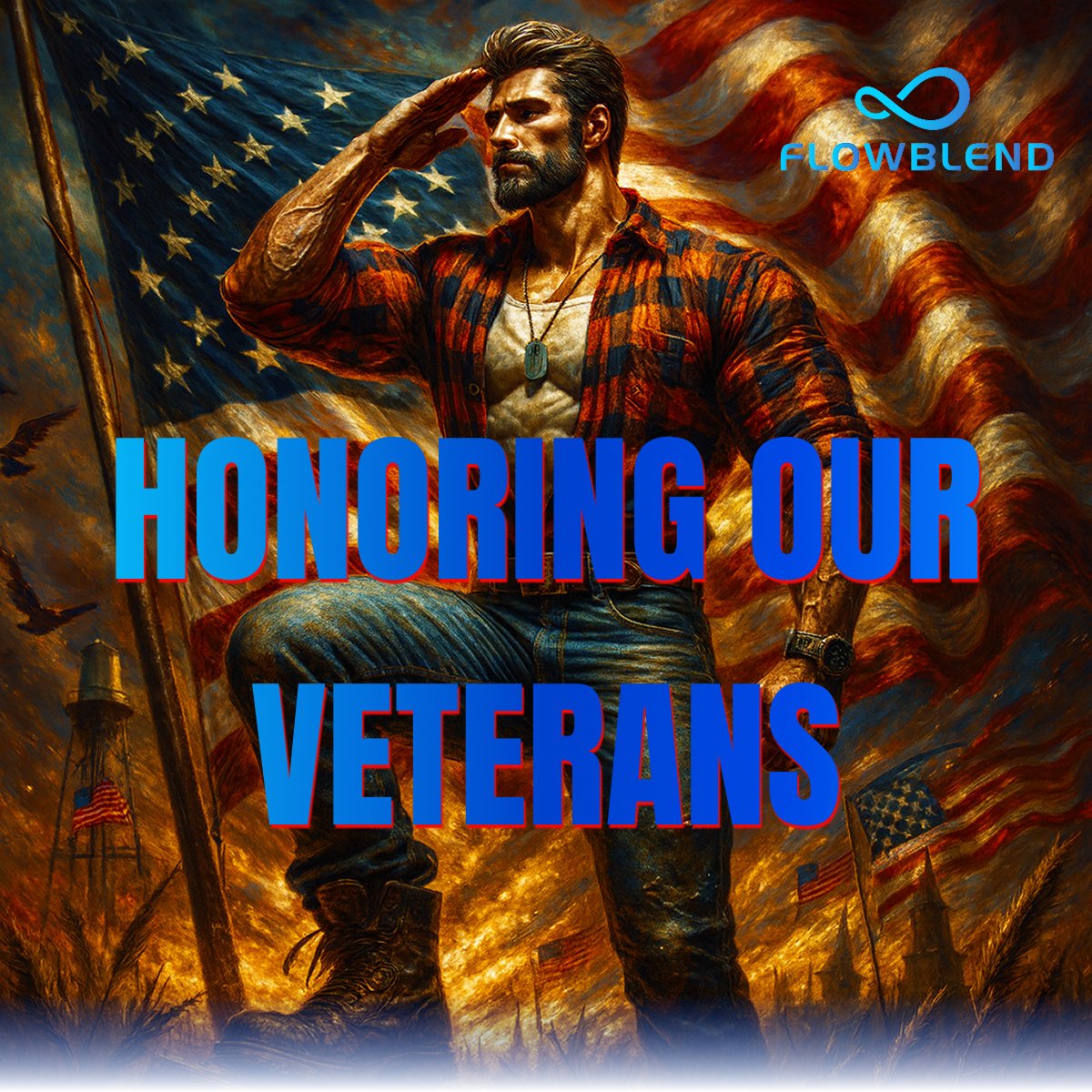 FlowBlend's tweet image. Today, we take a moment to pause and honor those who have served and sacrificed for our freedom. Veterans Day isn’t just another day on the calendar; it’s a reminder of the courage, resilience, and dedication that our veterans have shown—qualities that resonate deeply with the…