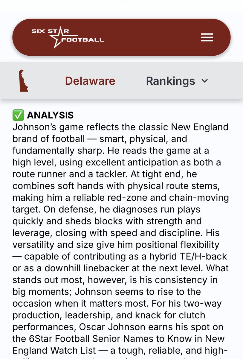 oj__johnson's tweet image. Thank you @sixstarfootball the great write up!
@CoachJatkola @StableFootball