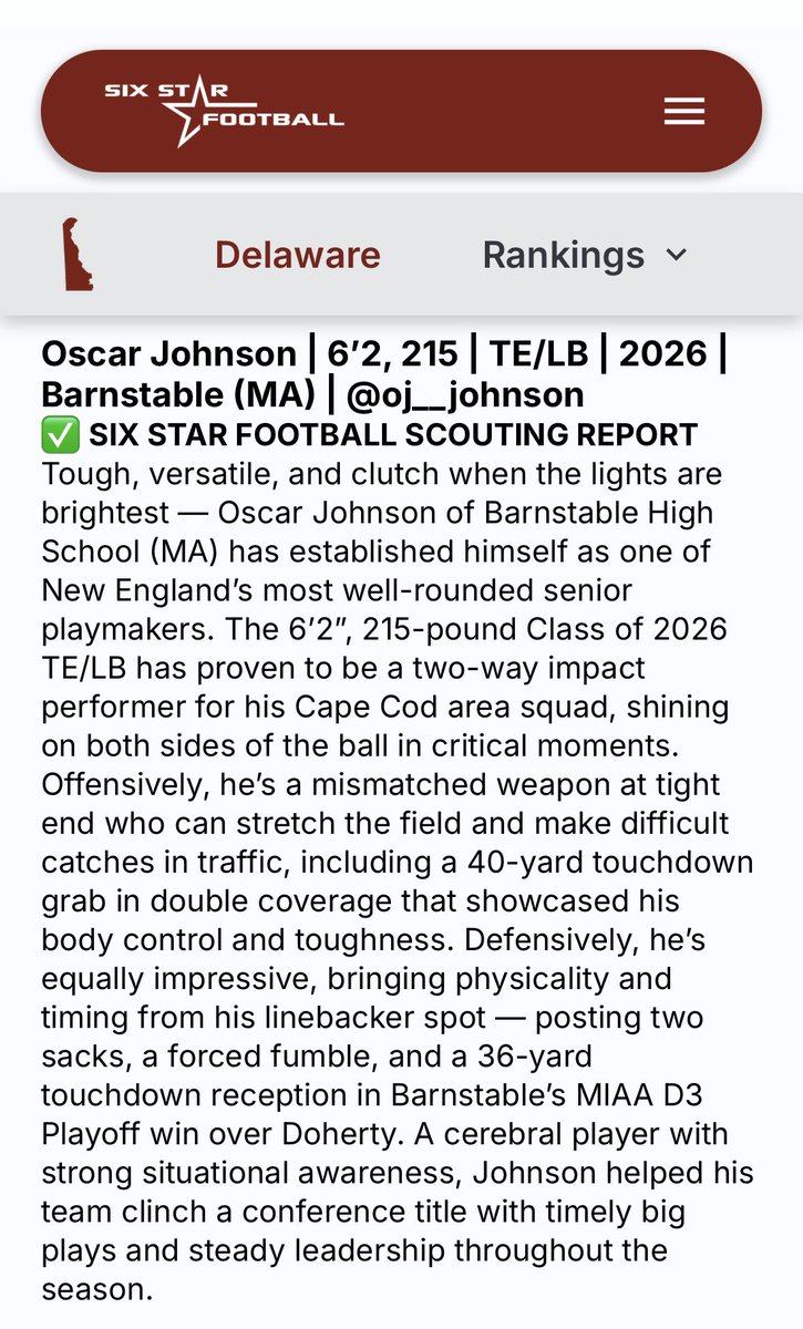 oj__johnson's tweet image. Thank you @sixstarfootball the great write up!
@CoachJatkola @StableFootball