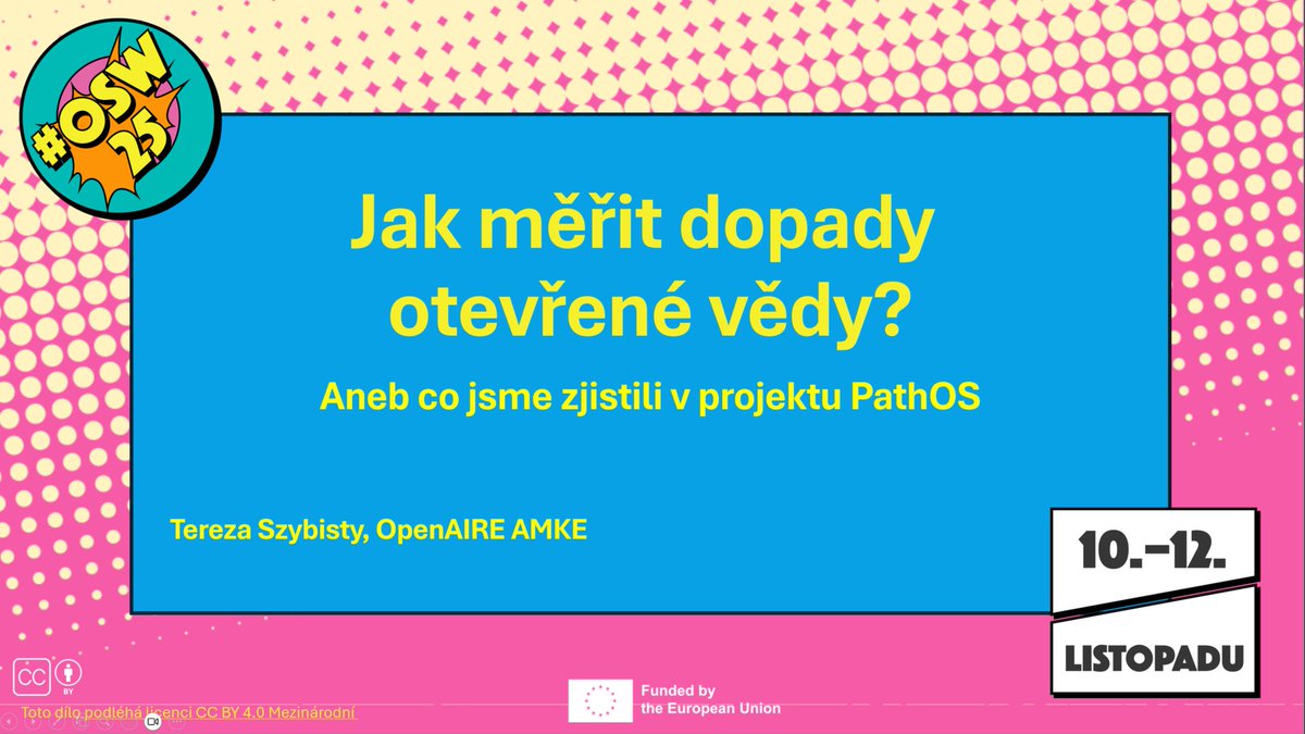 OpenAIRE_eu's tweet image. Today, as part of #CzechOpenScienceWeek, #OpenAIRE ’s Tereza Szybisty presented insights from the @PathOS_EU project on exploring how #OpenScience drives impact across research, society, and the economy.

🔍 Participants explored the project’s main outputs, the Open Science…