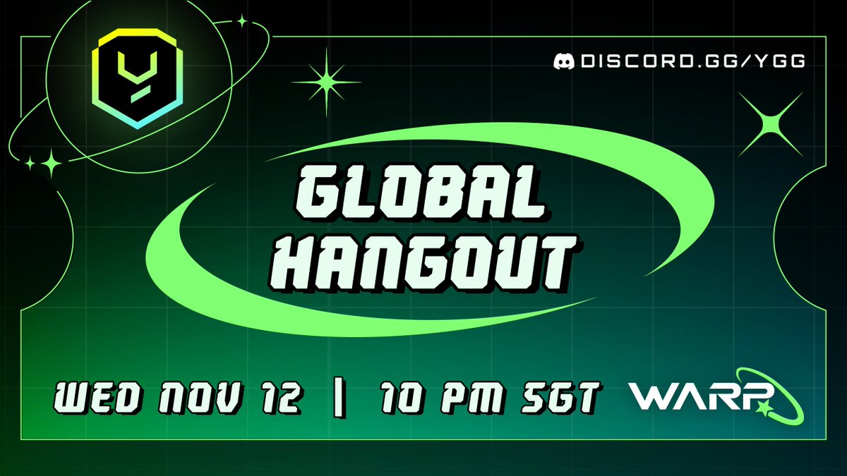 📣 THIS WEDNESDAY: YGG Global Hangout x WARP Gaming 🚀🎮 🕙 10 PM SGT | 📍 YGG  Discord Stage Meet WARP Gaming — a crew of long-time industry vets on a  mission