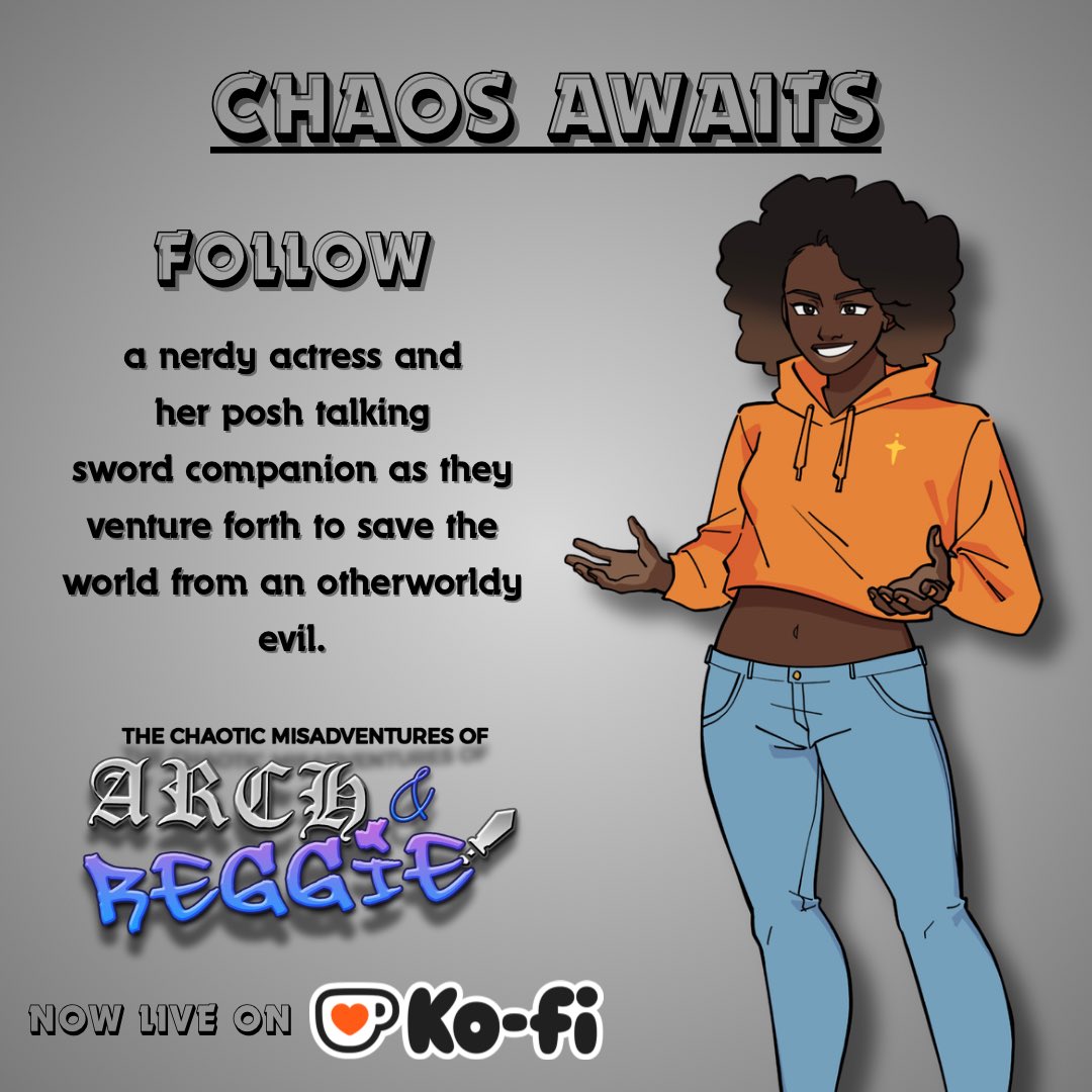 ChaoticFableEnt's tweet image. 🗡️✨Now LIVE on Ko-fi!✨🗡️ 

Follow a nerdy actress and her posh talking sword as they go on wacky, bizarre adventures to defeat the Ivory Witch in The Chaotic Misadventures of Arch &amp;amp; Reggie! 

#ArchandReggie #indieanimation #kofi #fantasy #comedy #geek #animation #blerd