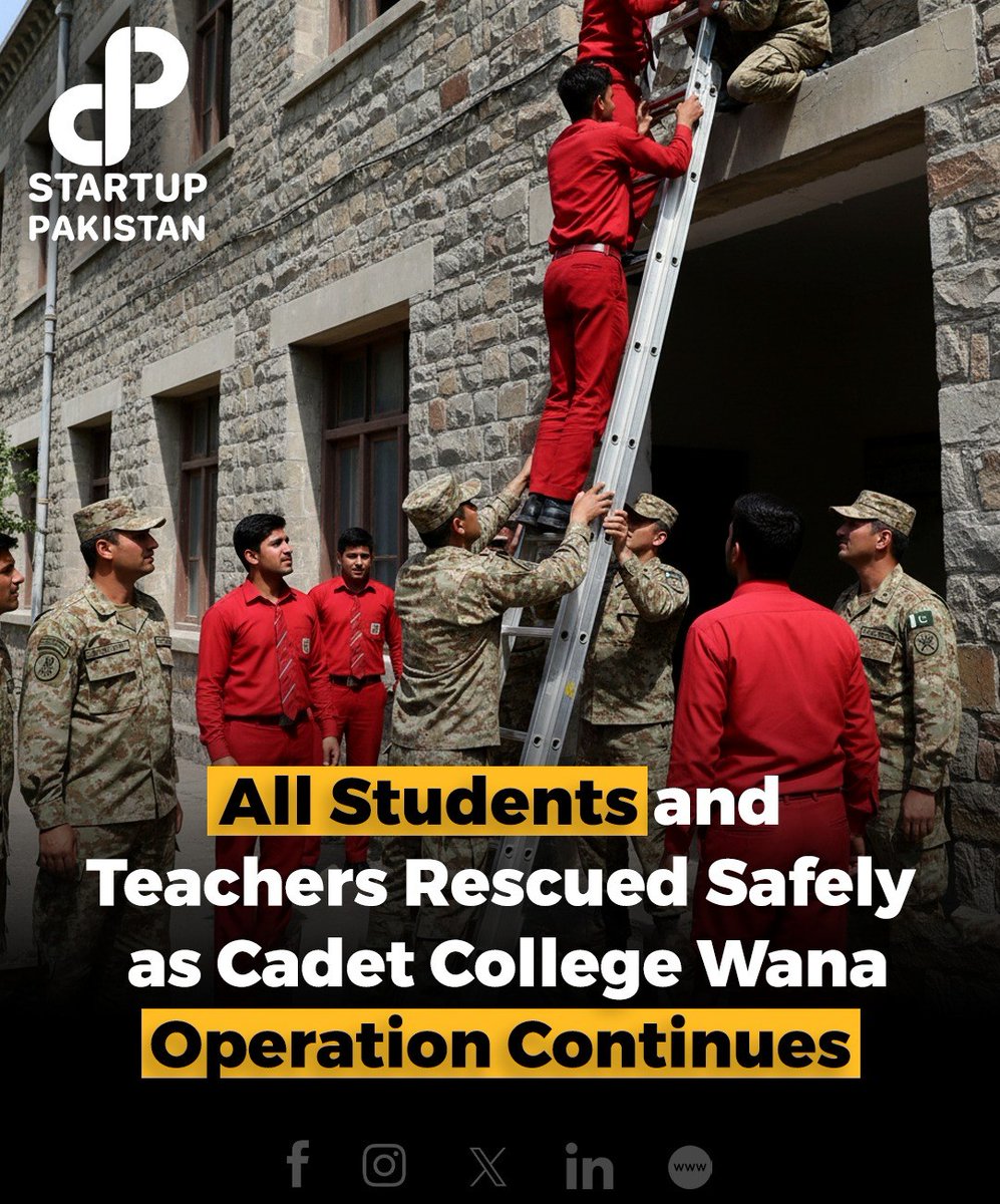 PakStartup's tweet image. All students and teachers at Cadet College Wana have been safely rescued as the operation against terr_orists enters its final phase.

#CadetCollegeWana #PakistanArmy #SecurityUpdate #TerrorismResponse