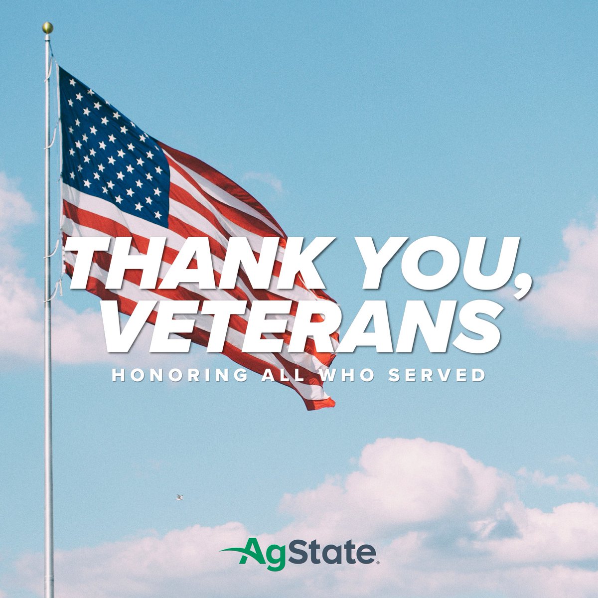 Today we honor all those who have served. Thank you, Veterans. 

#veteransday #agstate