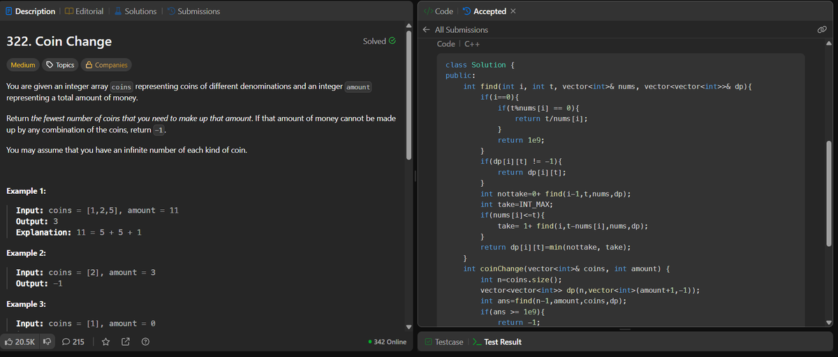 randomwriteskj's tweet photo. Day26 of #TUFWinterArc 
Leetcode 322 Coin Change
-> Recursion
-> Memoization
-> Tabulation
#LearnInPublic #DSA #100daysofcode #Leetcode @takeUforward_ https://t.co/R9Ftbm1mZf