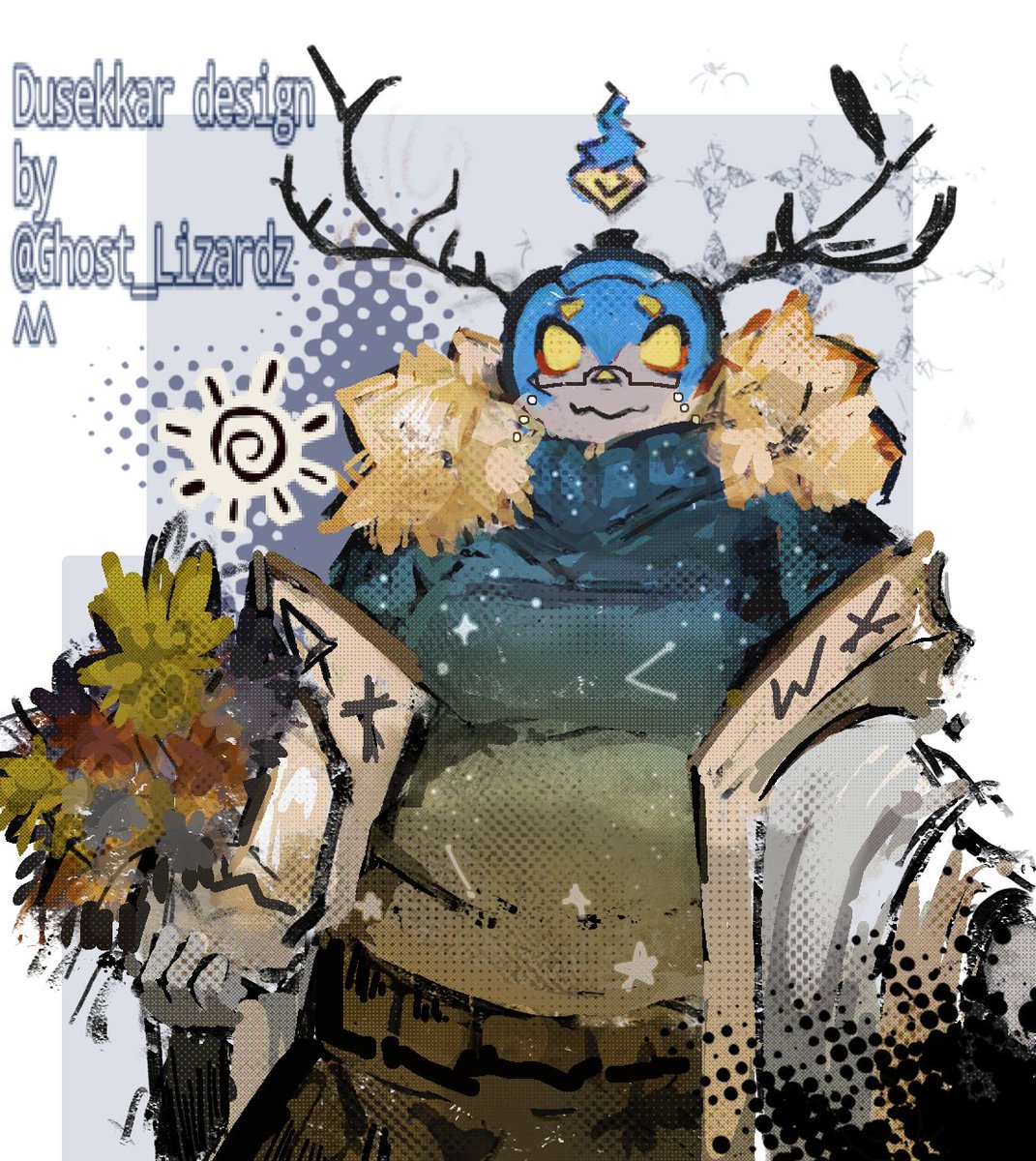 _mukiflan's tweet photo. Hiii! I loved making this Dusekkar design by @Ghost_Lizardz!!! Thank you for letting me draw your Dusekkar 🥺
#Dusekkar https://t.co/R9wuyPeos1