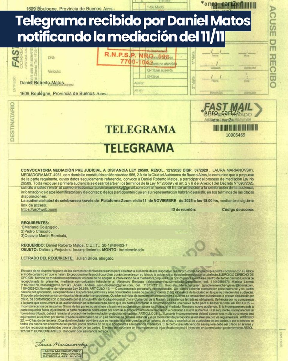 ESanlorencista's tweet photo. 🚨Hoy, martes 11/11, tendremos la mediación con Daniel Matos. Tras haber presentado las firmas, SEGUIMOS EXIGIENDO convocar la Asamblea Extraordinaria para tratar el dictamen del Tribunal de Ética que solicita la destitución, inhabilitación y expulsión de Moretti. https://t.co/yl3CKZMr7h