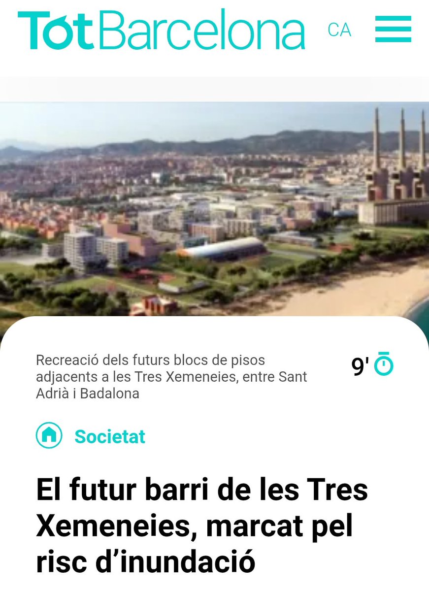 JoseLuisSTAP's tweet photo. Quan avui, a les 22h, veieu a @som3cat el documental "Alerta inundable" de @laLaiaMestre, recordeu que recentment el @govern de la #Generalitat i Ajuntaments de Sant Adrià i Badalona han aprovat un planejament per omplir d'habitatges l'entorn #inundable de les @3Xemeneies. https://t.co/NyoNG4HQfL