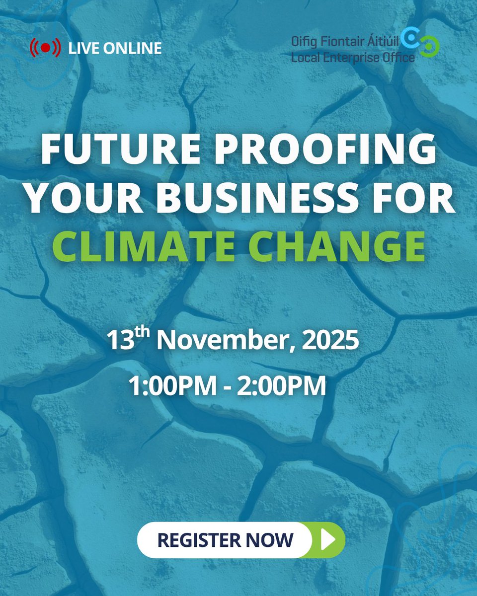🌿 Build a Greener, Stronger Business 🌍

Join our free online webinar this 13th November, 1–2PM, and hear from experts.

Discover how small business changes can create a lasting impact on our planet. 💚

Register: tinyurl.com/386expjm

#LEOMayo #SustainableBusiness