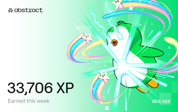 GMabs XP Day on <a href="/AbstractChain/">Abstract</a> 
I received 33,706 XP this week