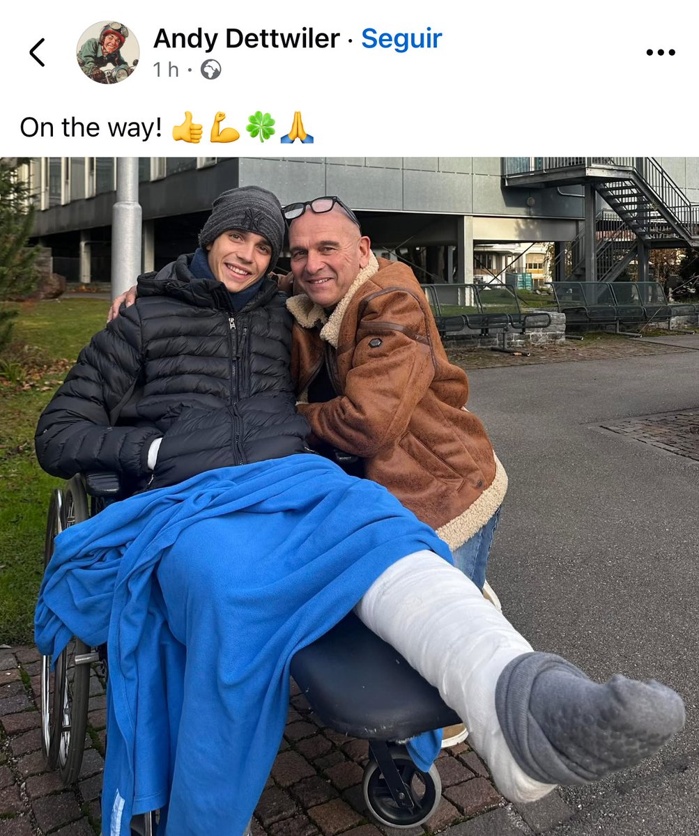 Primera imagen de Noah Dettwiler tras el accidente de Malasia, difundida por su padre. El piloto seguirá la rehabilitación en Suiza

facebook.com/share/p/1CNcJi…