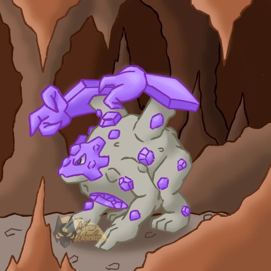 Nueva evolución otorgada por la piedra cristal (nombre conceptual), presentando a Geotone, evolución de Graveler de tipo cristal-roca para el fangame de <a href="/PkmnAmatista/">Pokémon Amatista</a> al que me invitaron.

#MoonHowler #DigitalArt #Pokemon #Fakemon #PokemonAmatista