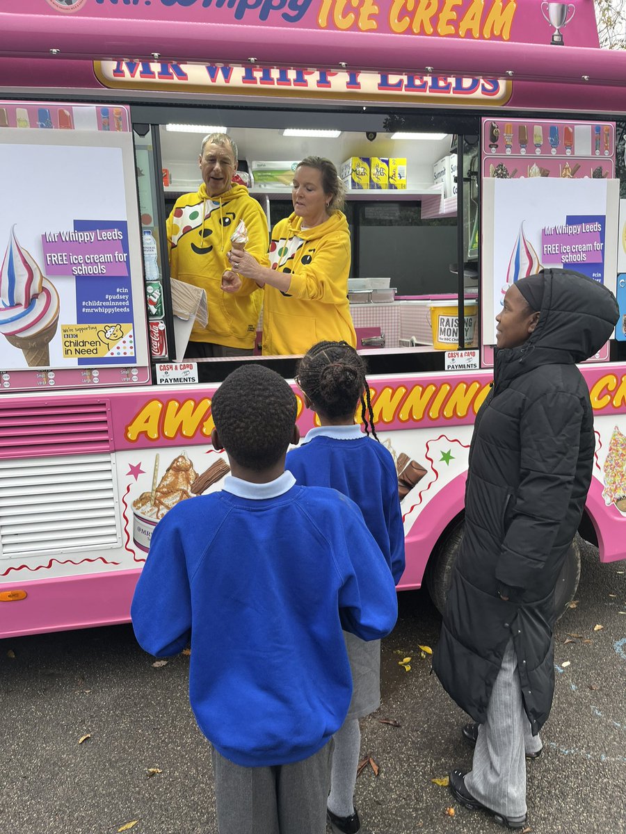Thank you to Ian/ Mr Whippy for coming to our school to give us all ice creams- children and staff all enjoyed a delicious treat. All in aid of Children In Need. Thank you!