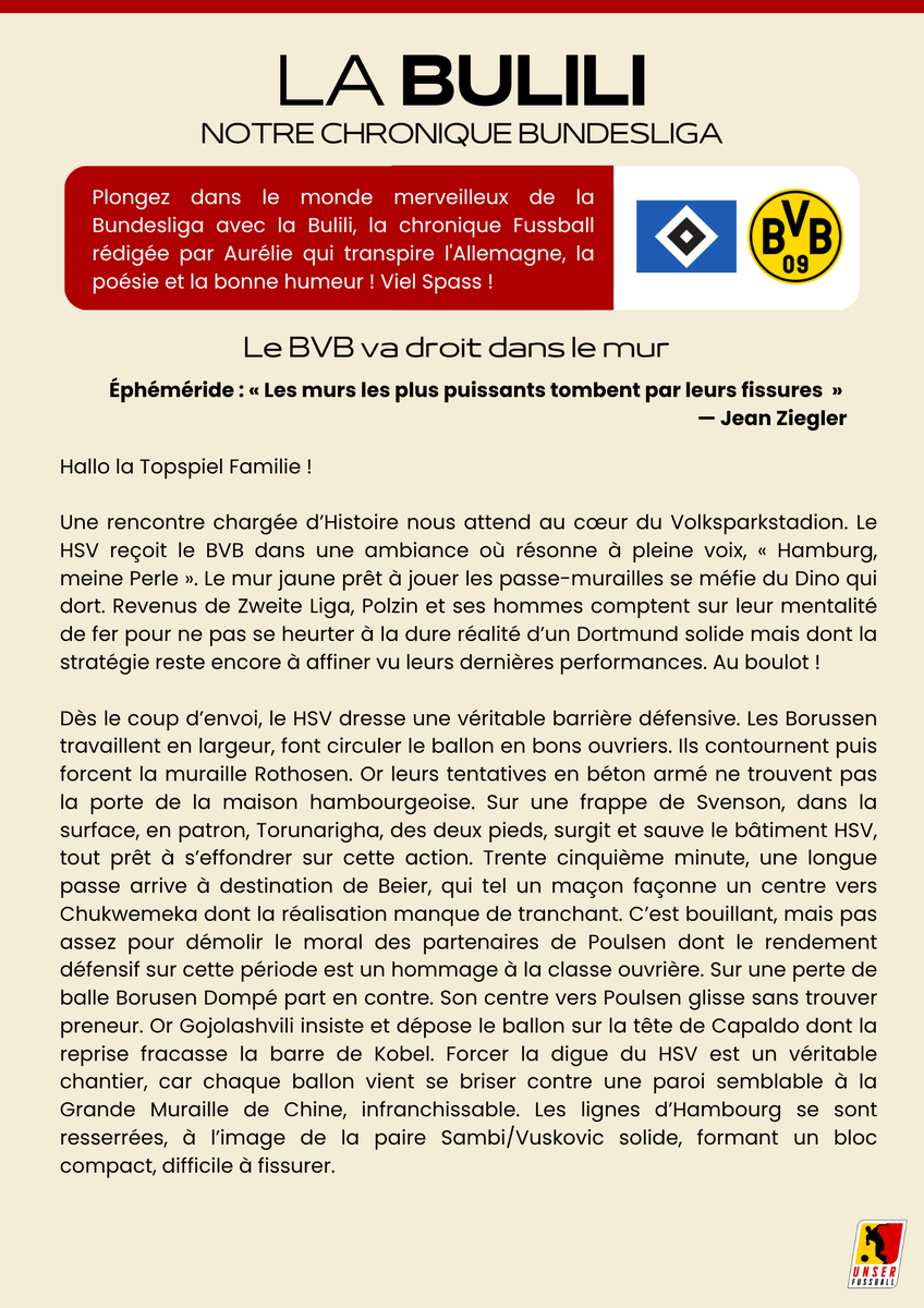 unserfussball's tweet photo. 😱 Le BVB va droit dans le mur...
Découvrez la Bulili du weekend qui revient sur le match entre le Hamburg SV et le Borussia Dortmund.
✍️ @MsAurelieBurns
#HSVBVB #Bundesliga https://t.co/oZx9Bdsjio