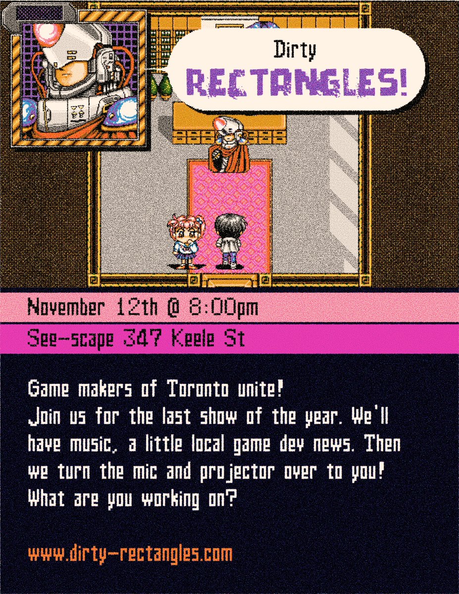 *Gloop Glip Glop*

That's the sound of me walking to Dirty Rectangles

𝕋𝕆𝕄𝕆ℝℝ𝕆𝕎
(now in walking distance within a 3 block radius!)

Come and tell me all about your silly game. I bet it uses buttons.
