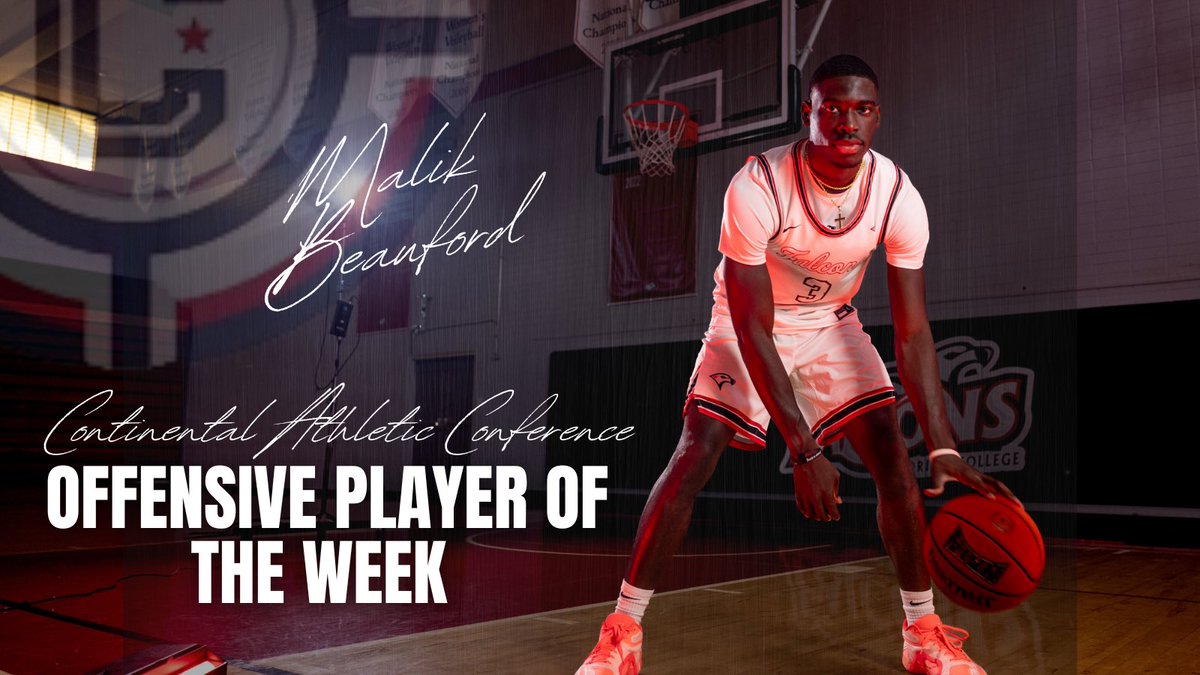 FC_Athletics_'s tweet image. 🏆Congrats Malik Beauford on being named Continental Athletic Conference Men's Offensive Player of the Week! 

Malik Beauford averaged 21.5 points per game last week, scoring 20 in the overtime win at Webber International and 23 in the home victory over New College of Florida!