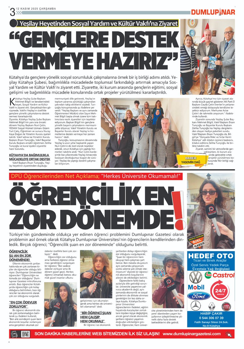 KÜTAHYA YEŞİLAY BAŞKANI VE ÜYELERİNDEN
SOSYAL YARDIM VE KÜLTÜR VAKFINA ZİYARET.
VAKIF YÖNETİM KURULU OLARAK GENÇLERE YÖNELİK PROJELERE DESTEK OLABİLİRİZ
<a href="/1920yesilay/">Yeşilay</a>  <a href="/ceydaerenler/">Ceyda Çetin Erenler 🇹🇷</a> <a href="/npekcan/">M.Naci Pekcan</a> <a href="/mehmetbilgili43/">Mehmet Bilgili</a> <a href="/nuricetin1948/">Nuri Çetin</a> @Dumlupınar