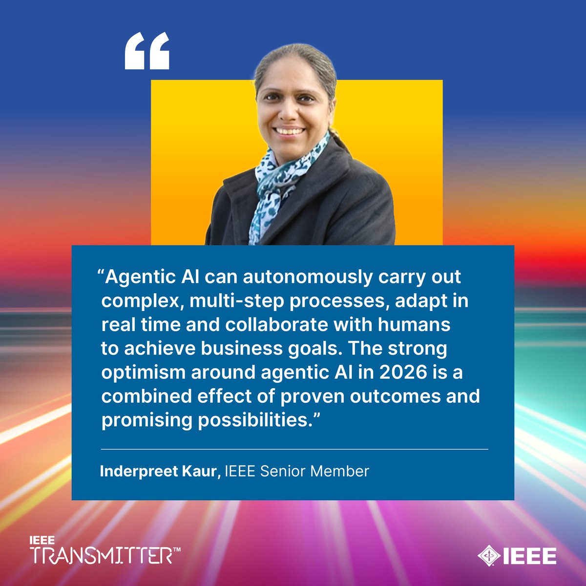 IEEEorg's tweet photo. According to the recent #IEEE survey of global technology leaders, experts predict that 2026 will be a big year for agentic AI.

Visit IEEE Transmitter to browse the survey results and read predictions from Impact Creators: https://t.co/rZcAfC032J https://t.co/x0fgvem8vo