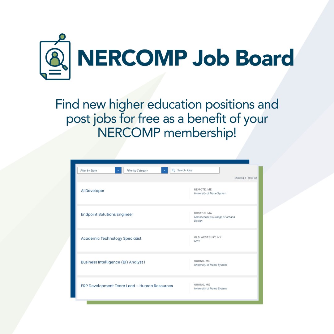 NERCOMP's tweet image. Struggling to find your next colleague? 
Find new higher education positions and post jobs for free as a benefit of your NERCOMP membership! bit.ly/4o8U4mB