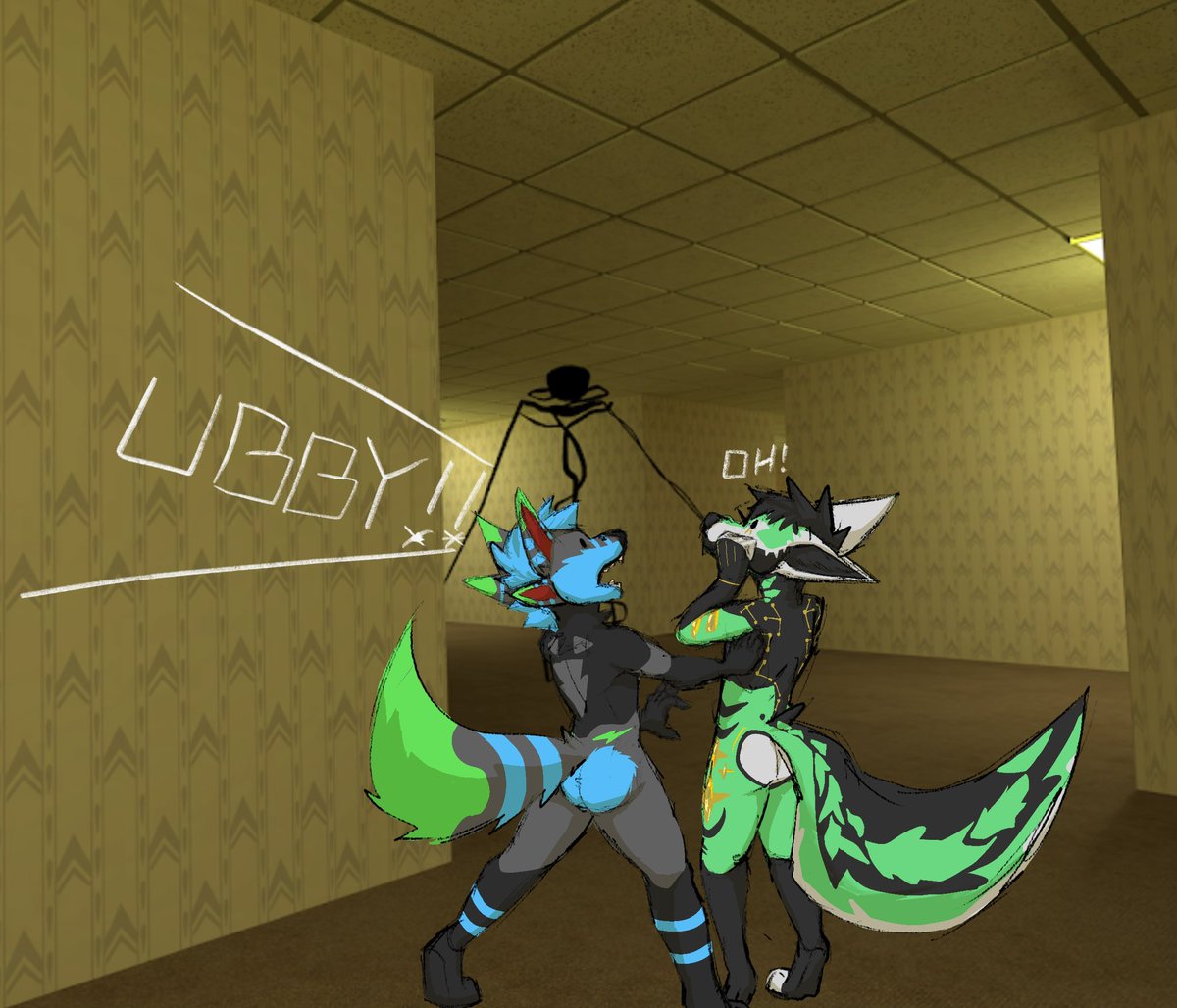 AkoSketch's tweet image. OH NO ME AND MY HUBBY @HelixOverload GOT SENT TO THE BACKROOMS !! THIS IS NOT GOOD 0o0