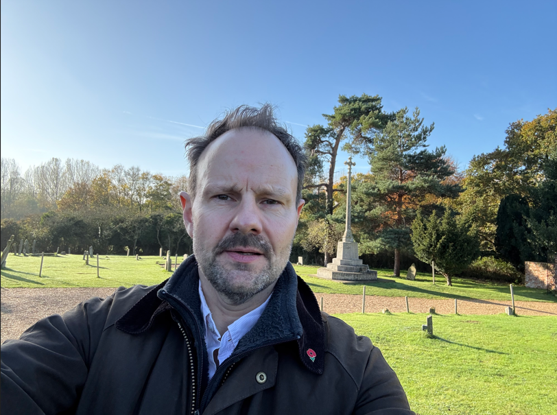 Cllr James Mallinder, ward member for Deben visited the war memorial in Hollesley to pay his respects to the servicemen and women in the two world wars. 
He and fellow bellringers  rang the church bells at the 11am Remembrance service to mark the occasion.