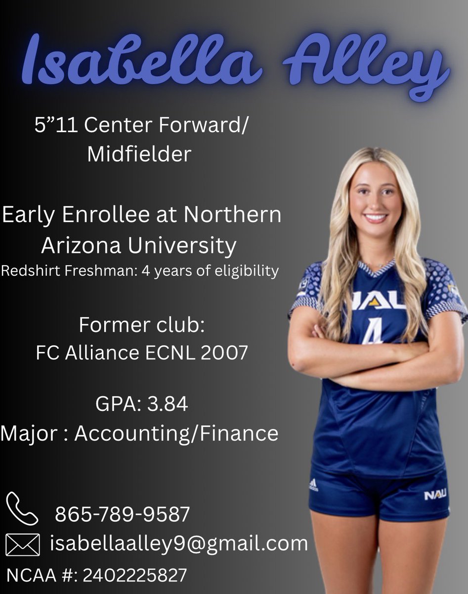 I’ve officially decided to enter the #transferportal on November 17th!  I am thankful for my time at Northern Arizona University and so excited for a new opportunity!!

Link to my highlights: youtu.be/ZhP9tikZFy8?si…

<a href="/ImCollegeSoccer/">College Soccer Truth ™</a> <a href="/FCAlliance1/">FC Alliance</a> 
<a href="/ImYouthSoccer/">ECNL/GA/Recruiting/College Soccer</a> <a href="/TopDrawerSoccer/">TopDrawerSoccer</a>