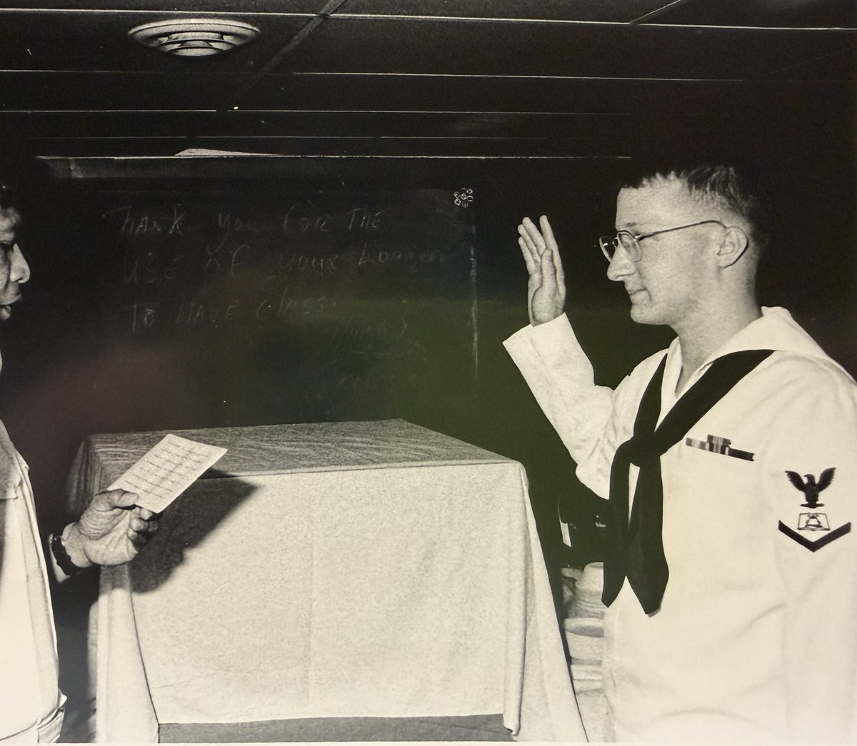 Happy Veterans Day! 

Here I am in 1993 on board the USS Mount Whitney (LCC 20) reenlisting another 4 years.

Thank you to all that served!