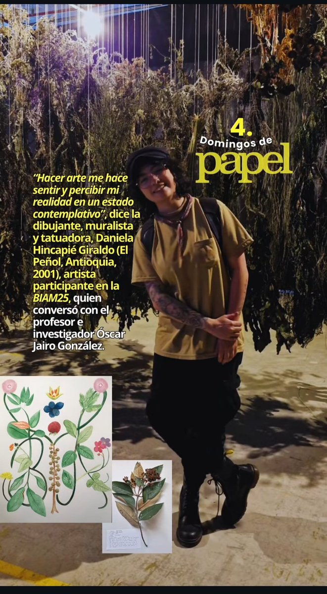 danielahg_art's tweet photo. *Dibujante, muralista y tatuadora, Daniela Hincapie Giraldo (El Peñol, Antioquia, 2001)*, artista participante en la BIAM25, quien conversó con el profesor e investigador Óscar Jairo González. Te invitamos a leer nuestro especial sobre la BIAM 2025, #Bienal Internacional   #Arte https://t.co/qrqCiioYkD