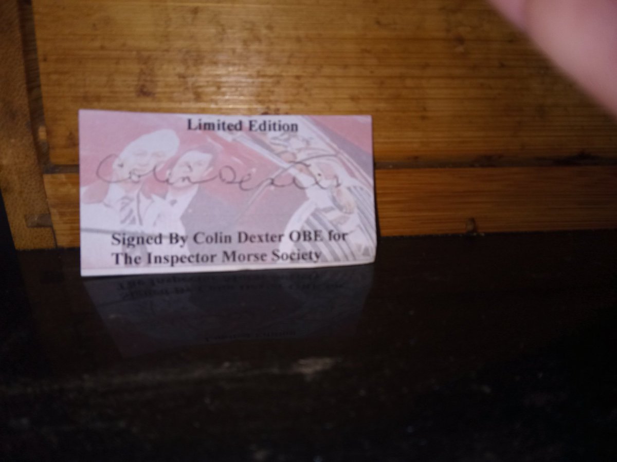 Backagainthird's tweet image. An unusual little find today. At first I thought it was a Matchbox or Dinky, but the signed card shows it to be a limited edition reproduction of Insp. Morse&apos;s red Jag. It always amazes me the treasures people donate to charity shops.